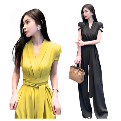 V領收腰短袖連體褲 編號:C166