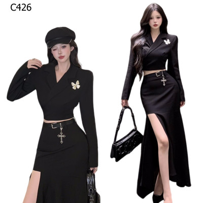 輕熟風時尚小西裝短外套+裙子編號:C426