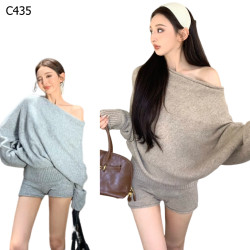 針織毛衣+高腰短褲編號:C435