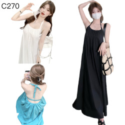 背露背掛脖洋裝休閒度假裙編號:C270