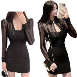 性感網紗氣質連身裙 編號:B408