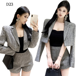 鑽石西裝外套+寬褲短褲 套裝編號:D23