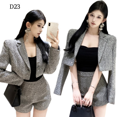 鑽石西裝外套+寬褲短褲 套裝編號:D23