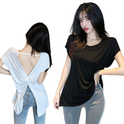 背鏤空性感休閒短袖圓領T 編號:B242