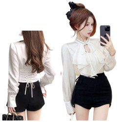 荷葉邊襯衫+短褲 套裝 編號:B378