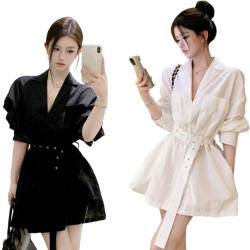 西裝領襯衫裙編號:C395