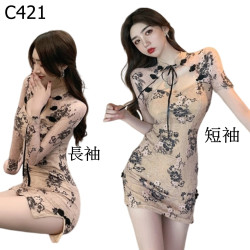 蕾絲旗袍洋裝包臀裙編號:C421