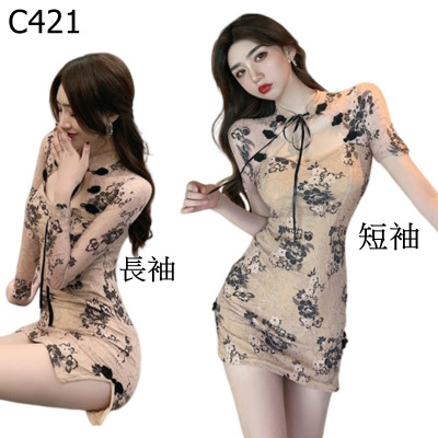 蕾絲旗袍洋裝包臀裙編號:C421