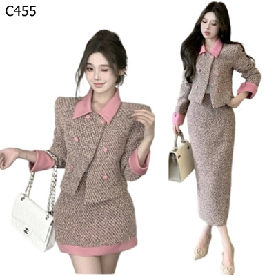 氣質甜美翻領減齡小香風套裝長短款編號:C455