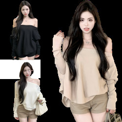 一字肩針織上衣 編號:C457