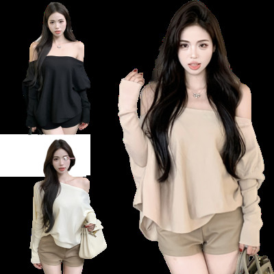 一字肩針織上衣 編號:C457