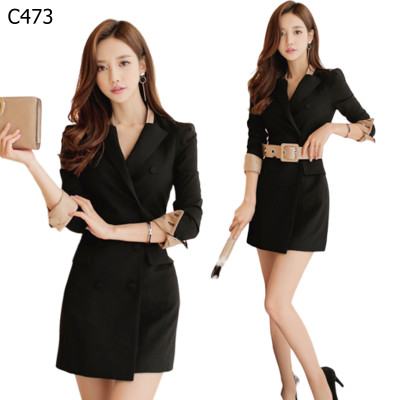 雙排扣長袖職業氣質收腰編號:C473