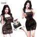 蕾絲掛脖提花包臀黑色連衣裙 編號:D149