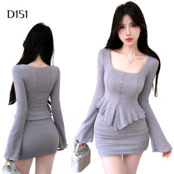 大圓領長袖上衣+半身裙 編號:D151