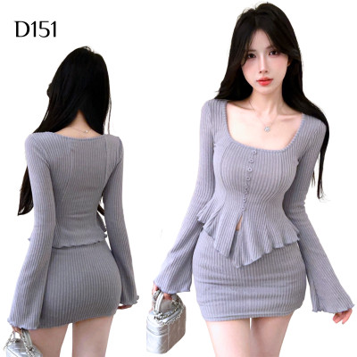 大圓領長袖上衣+半身裙 編號:D151