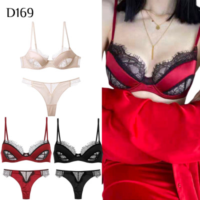 歐洲蕾絲透視拼接性感文胸內衣套裝 編號:D169