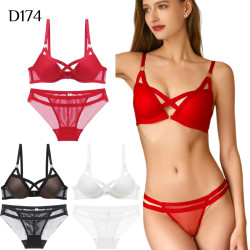 網紗聚攏上托文胸內衣套裝 編號:D174