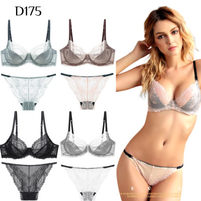 無海綿透明超薄透氣蕾絲內衣套裝 編號:D175
