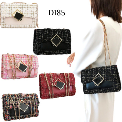 小香風毛呢鏈條單肩斜挎包 編號:D185