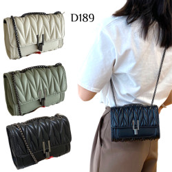 小香風菱格皺褶鏈條斜挎小方包 編號:D189