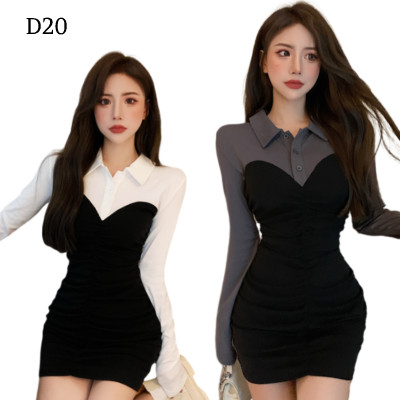 Polo領假兩件包臀洋裝 編號:D20