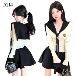 學院風披肩百褶裙三件套 編號:D214