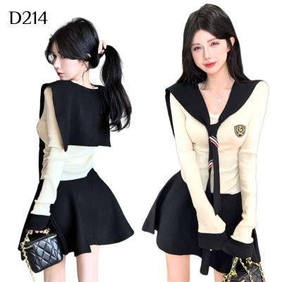 學院風披肩百褶裙三件套 編號:D214