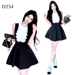 黑色背心修身連衣裙 編號:D234