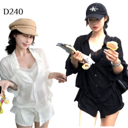 蕾絲拼接吊帶+襯衫 編號:D240