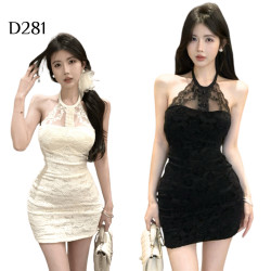 蕾絲掛脖包臀裙 編號:D281 蕾絲掛脖包臀裙 編號:D281