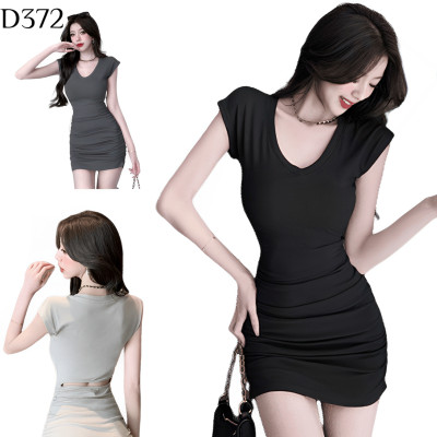 V領褶皺鉛筆裙 編號:D372