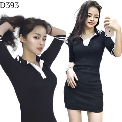 撞色Polo領包臀裙 編號:D393