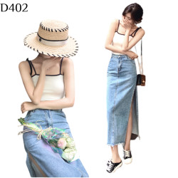 開叉高腰牛仔包臀裙 編號:D402