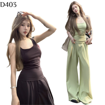 吊帶背心 + 垂感闊腿褲套裝 編號:D403