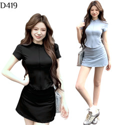 速乾拉鍊瑜伽短裙套裝 編號:D419