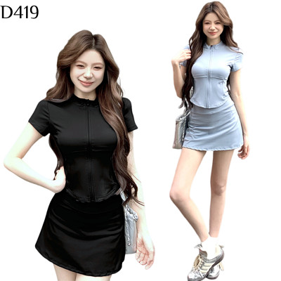 速乾拉鍊瑜伽短裙套裝 編號:D419 速乾拉鍊瑜伽短裙套裝 編號:D419