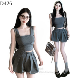 波點吊帶+花苞褲套裝 編號:D426