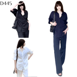 慵懶襯衫+闊腿褲套裝 編號:D445