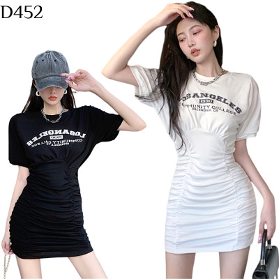 字母褶皺包臀連衣裙 編號:D452