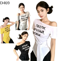 辣妹斜肩綁帶T恤 編號:D469