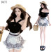 辣妹掛脖蕾絲短褲套裝 編號:D477
