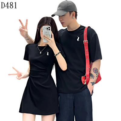 蝴蝶結刺繡情侶連衣裙 編號:D481