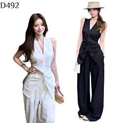 扭結背心闊腿褲套裝 編號:D492