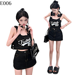 甜辣工裝牛仔背帶套裝 編號:E006