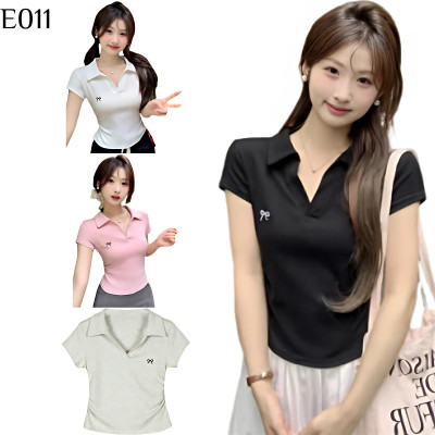 羅紋蝴蝶結短袖T恤 編號:E011