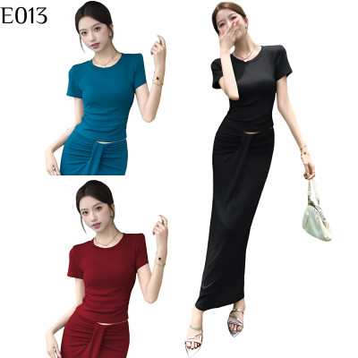 辣妹露腰半身裙套裝 編號:E013