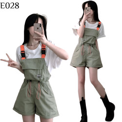工裝抽繩連身短褲 編號:E028