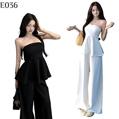 法式抹胸+闊腿褲套裝 編號:E036