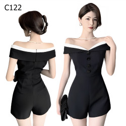 一字肩連體褲 編號:C122