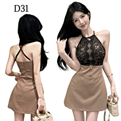 蕾絲抹胸交叉露背連身裙 編號:D31 蕾絲抹胸交叉露背連身裙 編號:D31